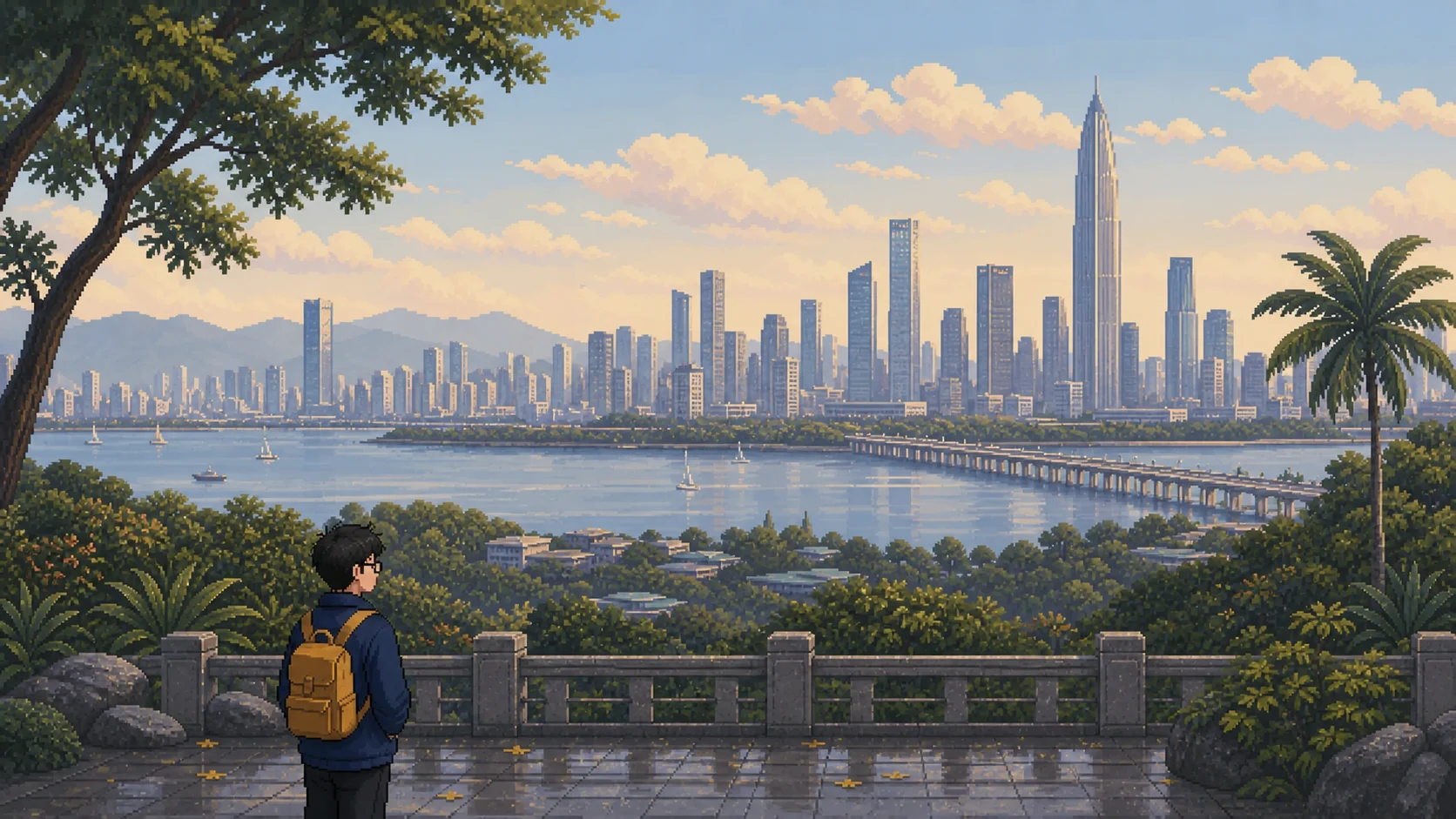 Pixel art scene for Shenzhen