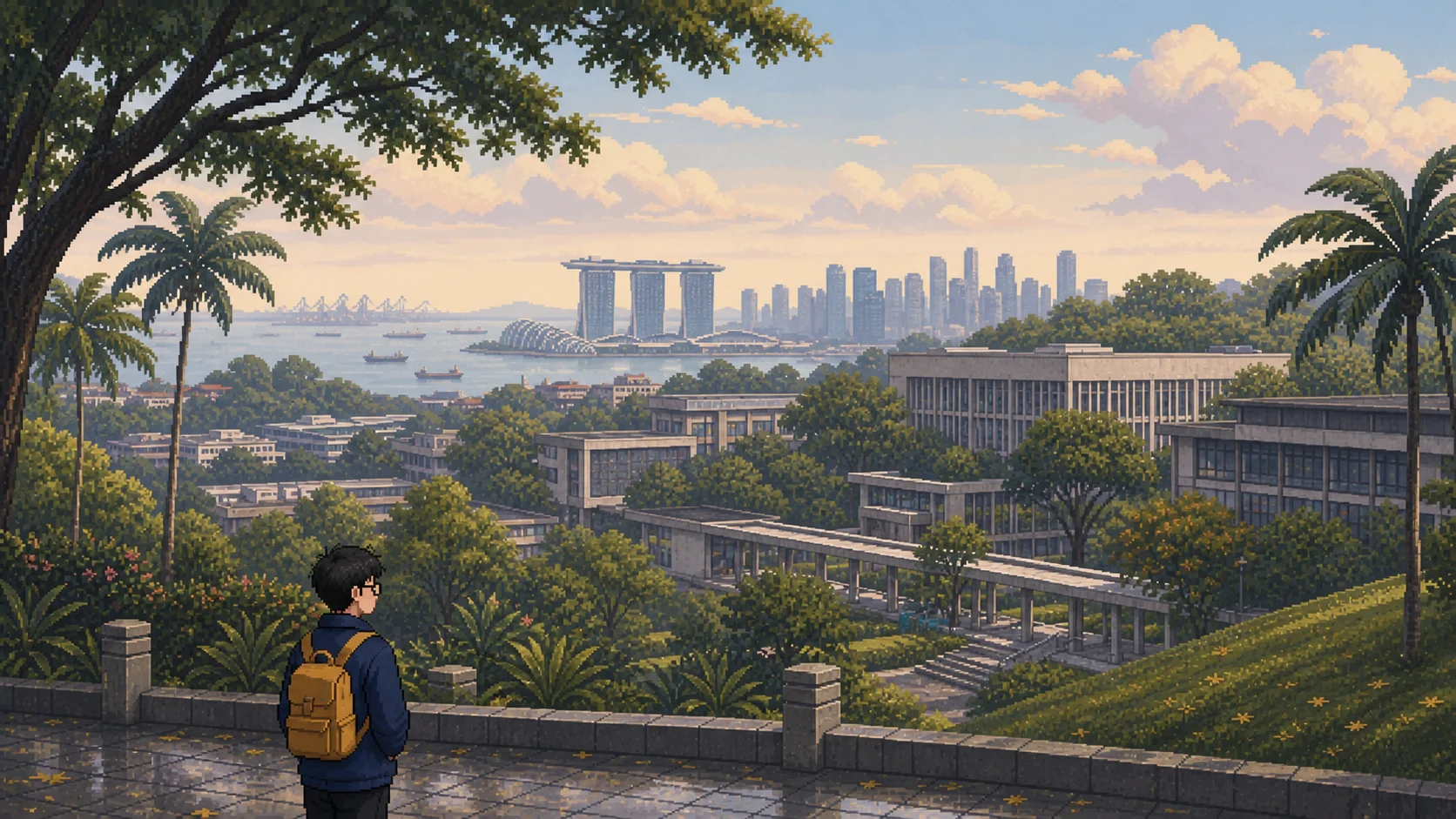Pixel art of Yunze near NUS in Singapore